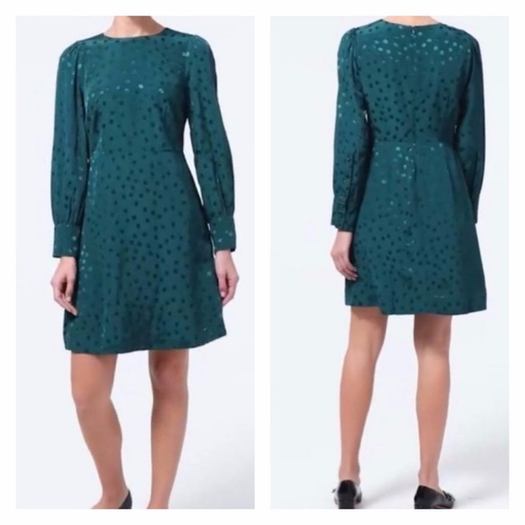 J. Crew Dresses & Skirts - J. CREW | Shift Dress Jacquard Floral Dot Green A Line Long Sleeve